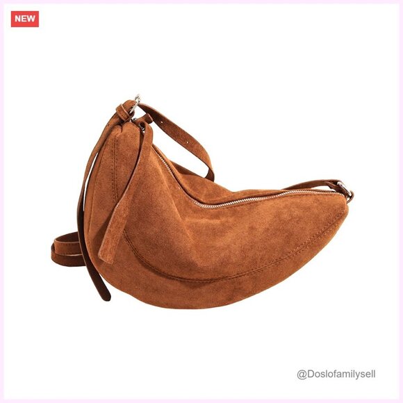 Handbags - Faux Suede Sling Bag Crossbody Purse Adjustable Strap Lightweight Travel